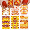6 Sheets Fall Gel Nail Stickers Self-Adhesive Fall Gel Nail 3D Maple Leaf Fall Nail Wraps Stickers Strips Thanksgiving Maple Leaves Nail Polish Stickers for Women Autumn Nail Design DIY Kit