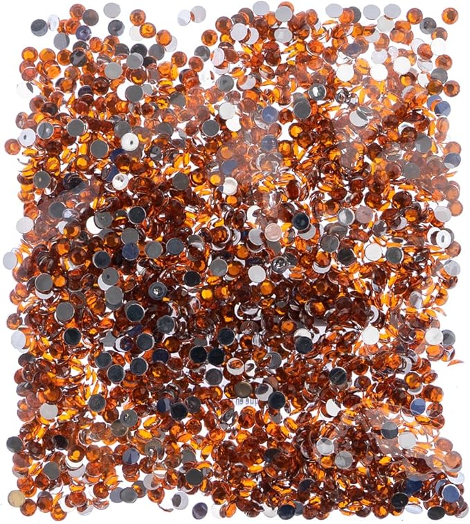 John Bead 2000 Pieces 4mm (SS16), Orange, Acrylic Round Flat Back Rhinestones for Jewelry Making, DIY Crafts, Nail Art, Face Makeup, Clothes