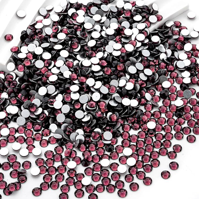Flatback Rhinestones Bulk, 14400PCS Purple Rhinestones for Clothes DIY Decoration Crafts, Purple, SS10, 2.7-2.9mm