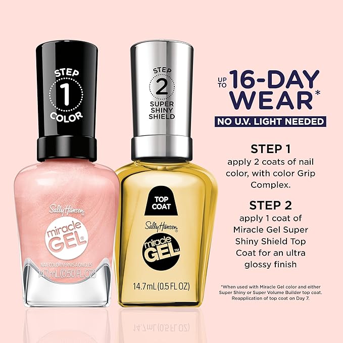 Sally Hansen Miracle Gel Supercharged Pinks Nail Polish | Salon Quality Gel-Like Formula, Two-Step System, No UV Light Needed, Long Lasting | 315 Tough Love | Fuchsia Pink Crème Nail Color