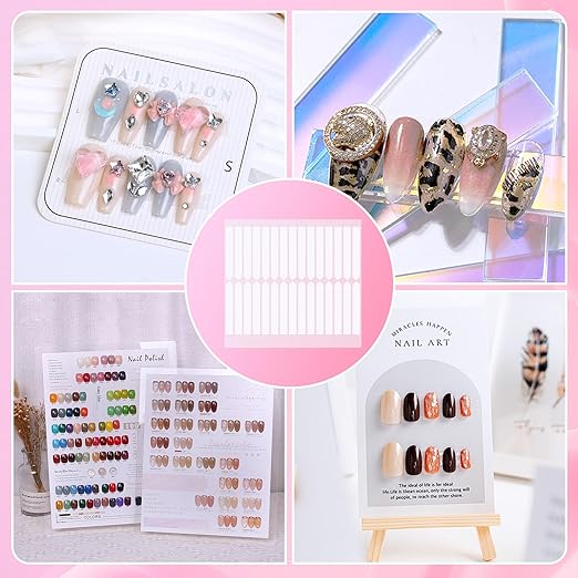 BQAN 12 Sheets Double Sided Nail Tape for Press On Nails Storage, Clear Adhesive Mounting Tapes for Nails Design Display/Fake Nail Storage/Manicure Packaging Organize