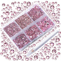 AD Beads 4300 Pieces Flat Back Nail Art Rhinestones Round Beads 6 Sizes (2-6.5mm) with Storage Organizer Box,Rhinestones Picking Pen for Nail Art Phone Decorations Crafts DIY (Pink)
