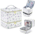 CTWWFS Nail Polish Organizer and Nail Lamp Case, Nail Kit Organizer Holds 30 Bottles (15ml - 0.5 fl.oz) and a Nail Lamp, Nail Polish Carrying Case with Manicure Tools Storage Sections (Purple Flower)