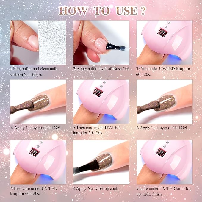 MTSSII Gel Polish Reflective Glitter Gel Nail Polish Set, 12 Colors Holographic Sparkle Glitter Gel, Flash Diamond Sliver Gold Black Red UV LED Soak Off Manicure Kit Gift for Women Girls