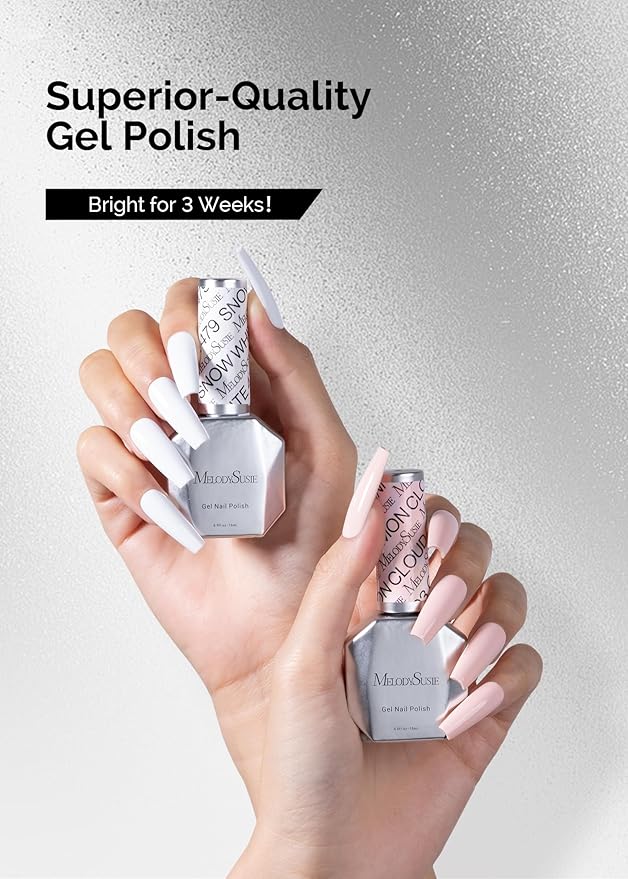 MelodySusie Thick Gel Polish Kit- 2 Pcs 15ml Nude Pink & White Colors Soak Off UV LED Gel Nail Polish Set Nail Art Manicure Salon DIY Nail Design Decoration at Home Christmas Gift