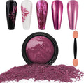 Artdone Chrome Nail Powder, Dark Rose Red Iridescent Aurora Powder Metallic Mirror Effect Pigment Pearlescent Mermaid Pigment Pearl Glitter Dust Kit, Nail Art Decoration, Resin Craft