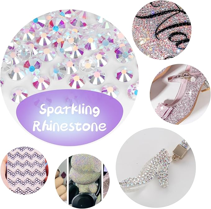 10000PCS Transparent AB Rhinestones Bulk, Flat Back Crystal Glass Stone Round Gems,SS20, 4.6-4.8mm