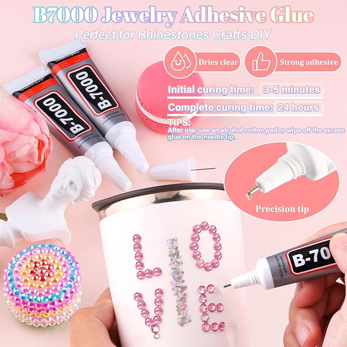 25000Pcs Dark Pink Rhinestones for Bedazzling with B7000 Jewelry Glue, Non Hotfix Flatback Gems, Crystal Resin Rhinestones for Crafting Crafts Clothing Tumblers Mugs Shoes Fabric Decor Nail Art