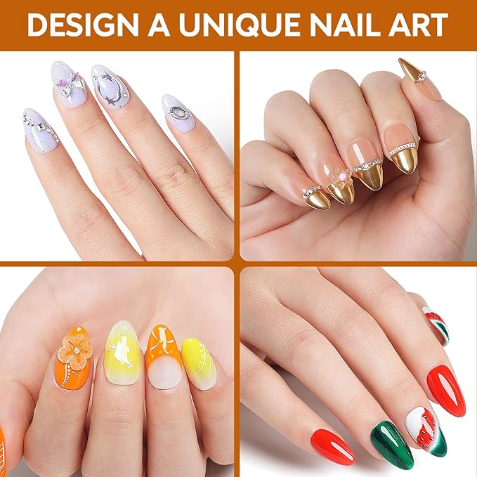 Nicedeco Short Almond Nail Tips Soft Gel Tips 216pcs Press on Nails for Full Cover Acrylic Full Nails False Nails 12 Sizes - 008