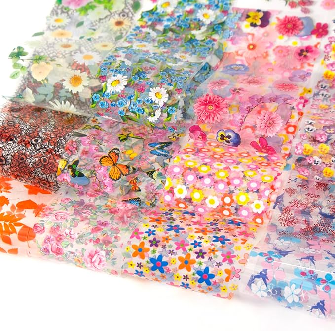 JERCLITY 300 Sheets Nail Foil Transfer Stickers Set Nail Foils Transfer Art Spring Flower Design for Women Girls Decoration