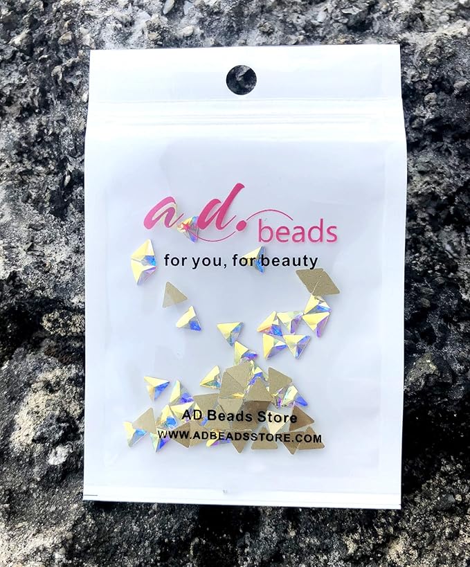 AD Beads Top Czech AB Crystal Flatback Rhinestone Nail Art Decoration Multi Shape (S13 Triangle 5x5mm, 100 Pcs)
