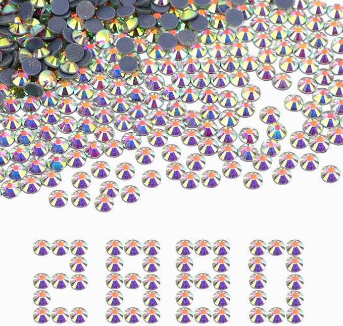NCB 2880pcs Hotfix Crystal Rhinestones for Clothes Crafts, Hot Fix Bulk Flatback Crystals, Iron on Hotfix for DIY Decoration 20 Gross (Crystal AB, ss30/2880pcs)