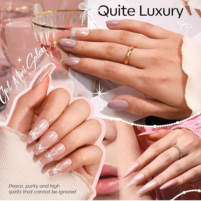 modelones15 ML Milky Pink Gel Nail Polish with 4 Colors Gel Mini Salon