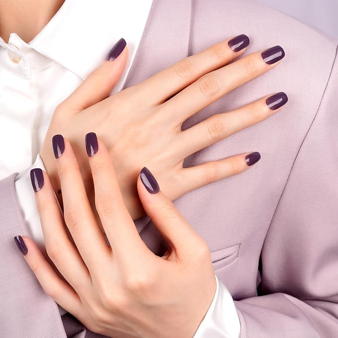 DANNI & TONI Semi Cured Gel Nail Strips Mulberry Purple Deep Violet Gel Nail Wraps Gift for Woman |Mist Mauve