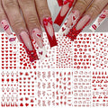 12 Sheets Valentines Nail Art Stickers Love Heart Nail Stickers Lip Nail Decals Red Self Adhesive Love Nail Art Supplies for Women Girls DIY Manicure Nail Art Decorations
