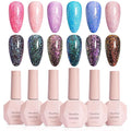 MelodySusie 7.5ML Glitter Gel Nail Polish Set, 6 Colors Sparkle Gel Polish Kit Blue Purple Pink Glitter Gel Polish Gifts for Women Nail Art Manicure Salon DIY Nail Design Decoration at Home