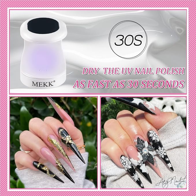 MEKK Mini UV Light for Gel Nails,16W Single Finger UV LED Nail Lamp,Portable Small Professional Flash Cure Lamp,Compact Design for Home and Salon-Black