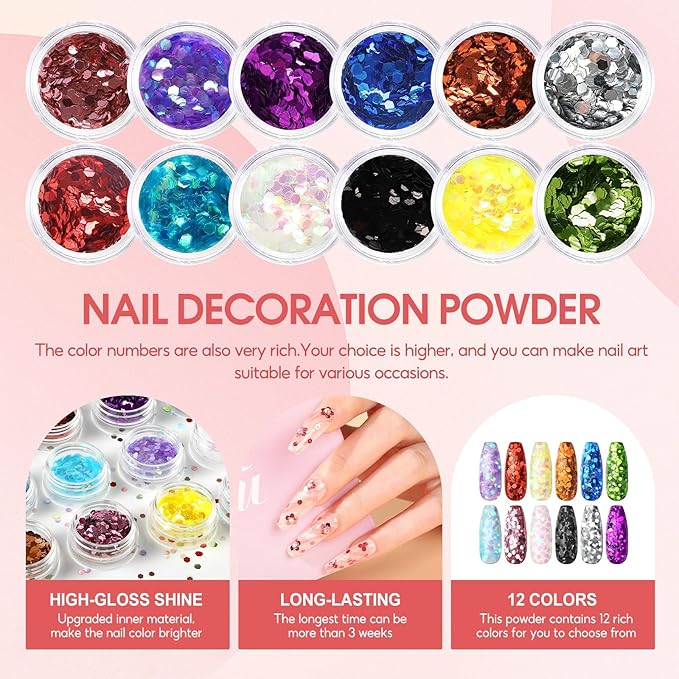 PEACECOLOR 53Pcs Poly Nail Gel Kit with U V Light 15 Colors Nail Extension Gel Set with Base Top Matte Coat Full Nail Tools for Beginners DIY Manicure Kit Salon Home Gift for Women Girls