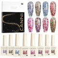 CANNI Gel Polish Glitter Gel Nail Polish Set, 8 Colors Shiny Blue Red Brown Glitter Gel Polish U V LED Soak Off Manicure Glitz Flash Series Kit Gift for Women Girls