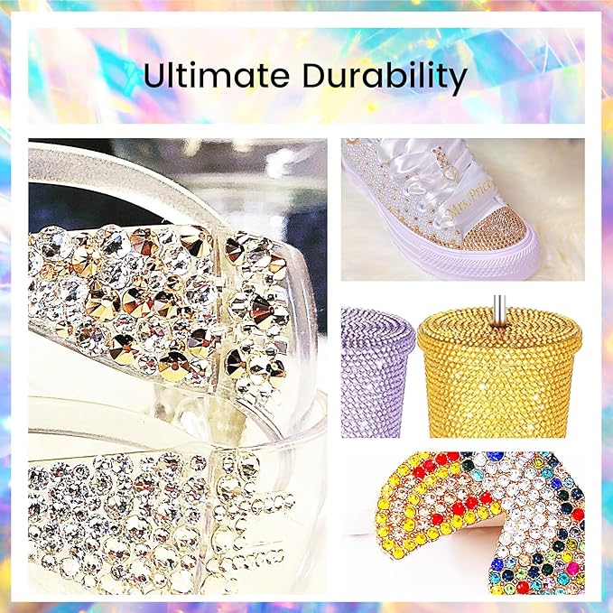 Gold Yellow Rhinestones Flatback Rhinestone for Crafts Glass Nail Rhinestones Nail Gems Crystals for Makeup Bags Shoes Decoration DIY(SS6,1440pcs,Gold Yellow)
