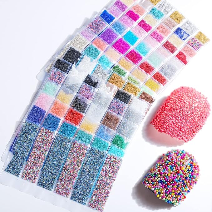 3D Nail Art Caviar Beads Micro Pixie Rhinestones Nail Decoration Mini Acrylic Beads Accessories 6 Colors