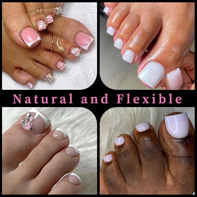 AddFavor 240pcs Toe Nail Tips Clear Soft Gel Toenail Tips Half Cover Square Acrylic Toe Tips Press on Nails Clear Artificial False Fake Toe Nails Tips for Salon and Home Foot Pedicure Manicure