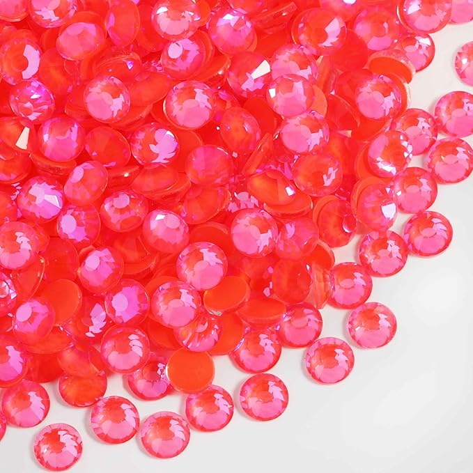 Beadsland 288pcs Flat Back Crystal Rhinestones Round Gems for Nail Art and Craft Glue Fix, Luminous Orange, SS30, 6.3-6.5mm