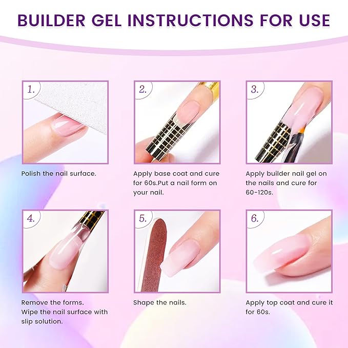 AIJIMEI 5oz Hard Nail Gel Builder Kit, Nail Builder Gel for Nails Art Clear White Colors NailExtensionGel HardGel for Beginner (Clear & White)