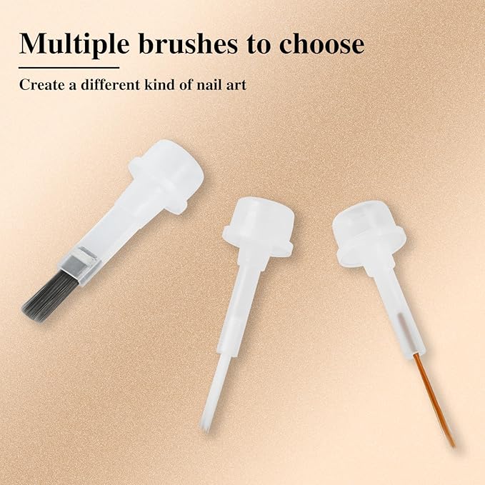 Replacement Nail Polish Brush Kit,Dual-Ended Professional Nail Art Brush for Dip Powder Base Coat,Nail Polish Acrylic Brush with 1Pcs Flat Brush & 1Pcs Pointed Brush and 1Pcs Liner Brush