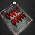 Short Fake Nails Luxury Press on Nails Handmade 3D Nail Art Dark Unique Style Women Size M