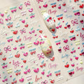 Cherry Nail Art Stickers Heart Nail Decals 5D Embossed with Diamond Design Self Adhesive Bow Nail Stickers Spring Summer Manicure Sticker Supply for Women Girls Kid Nails Decoration Accessories