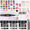 Acrylic Nail Kit -Clear White Pink Acrylic Powder with Nail files Brushes Nail Tips Nail Supplies Starter for Women Home & Salon