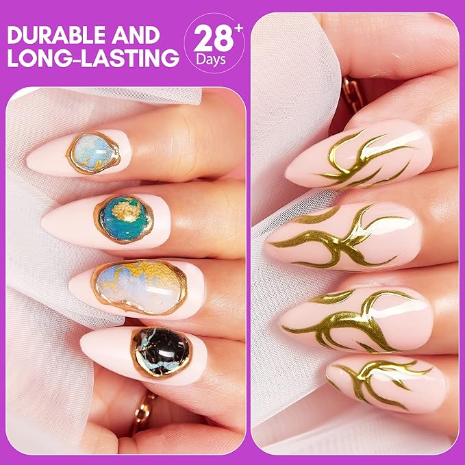 Makartt 3D Nail Foil Glue with Nail Rhinestone Glue for Nails Bundle, 8ml Foil Transfer Gel Foil Adhesive Glue, Super Strong Gel Nail Glue for Rhinestones for Nails