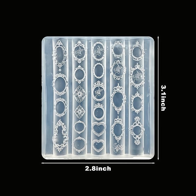 3D Picture Frame Gel Nail Art Mold Arts Resin Frames Molds for Accessories Supplies Framed Silicone Tools Grace Nails Style