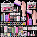 Nail Kit for Beginners with Everything: Practice Nail Hand Acrylic Set Professional Powder Liquid Starter Kits with Drill U/V Lamp in Cosmetic Gift Bag for Salon Home (Sliver)