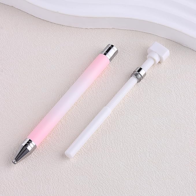 7PCS Rhinestone Picker Tool Kit, Refillable Wax Pencil with 2 Refills, Diamond Gem Picker Pen Applicator, Tweezers & Sorting Tray for Nail Art, Nail Charms & DIY Manicure Supplies