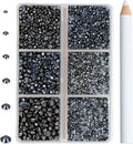 8000pcs Hotfix Rhinestones Flatback,Rhinestones for Crafts Clothes Mixed 6 Sizes, Hotfix Crystals with Wax Pencil Kit, SS3-SS12,Jet Hematite