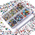 AD Beads 4300 Pieces Flat Back Nail Art Rhinestones Round Beads 6 Sizes (2-6.5mm) with Storage Organizer Box,Rhinestones Picking Pen for Nail Art Phone Decorations Crafts DIY (Mixed Color)