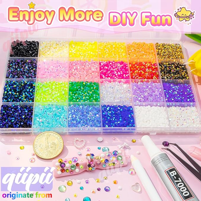 24 Color 13800pcs 3mm Jelly Resin Rhinestones for Bedazzling Crafting Flatback Stones Colorful AB Gems Diamonds for Nails Eyes Face Makeup Tumblers Bottles DIY Crafts Clothes Shoes Phones