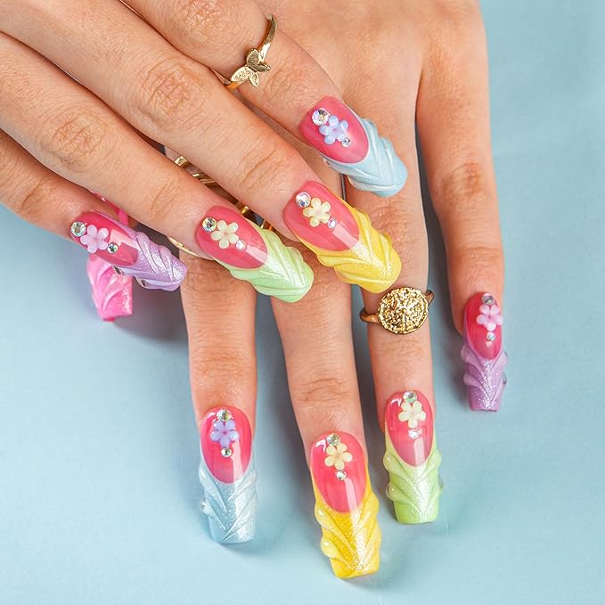 LOVFUL Short French Tip Press on Nails Glazed and Unbothered | Handmade Acrylic Press ons | Reusable Fake False Nails | Square Classic Regular 1.3in | H609-L