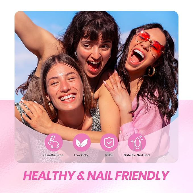 Beetles Rose Whispers Jelly Pink Gel Nail Polish Set - 6 Colors Valentines Gel Polish Kit Jelly Pink Sheer Translucent Effect Soak Off UV Salon DIY Manicure Spring Gift for Women