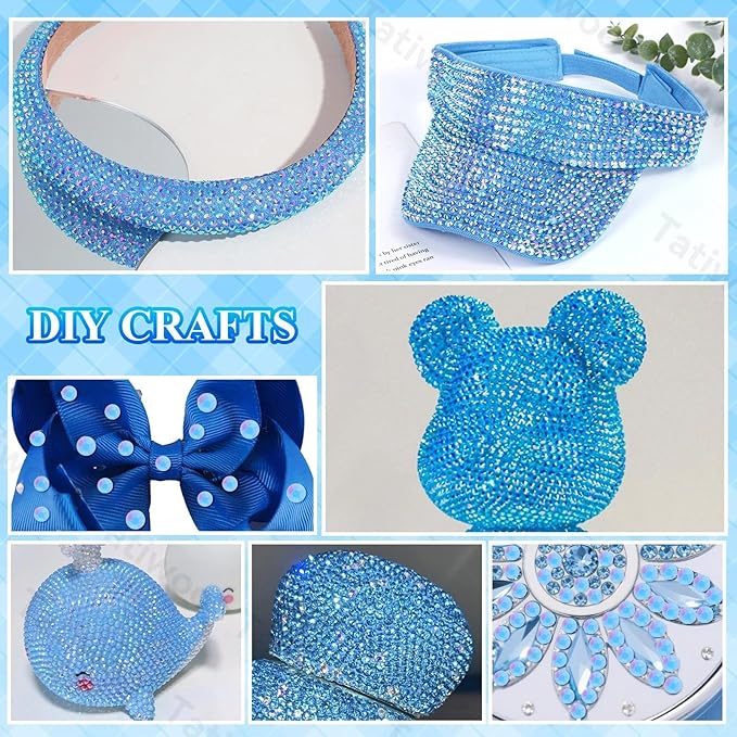 20000Pcs Blue Flatback Jelly Resin Rhinestones for Bedazzling, Mix Sizes Crystal Rhinestones Gems, Blue Gems Bedazzling for Crafting, Flatback Rhinestone for DIY Face Makeup Crafts