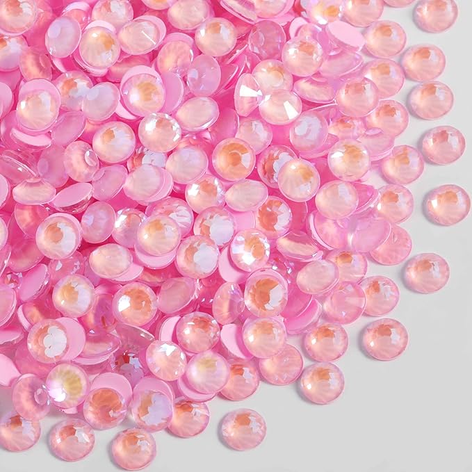 Beadsland 1440pcs Flat Back Crystal Rhinestones Round Gems for Nail Art and Craft Glue Fix, Luminous Pink, SS16,3.8-4.0mm