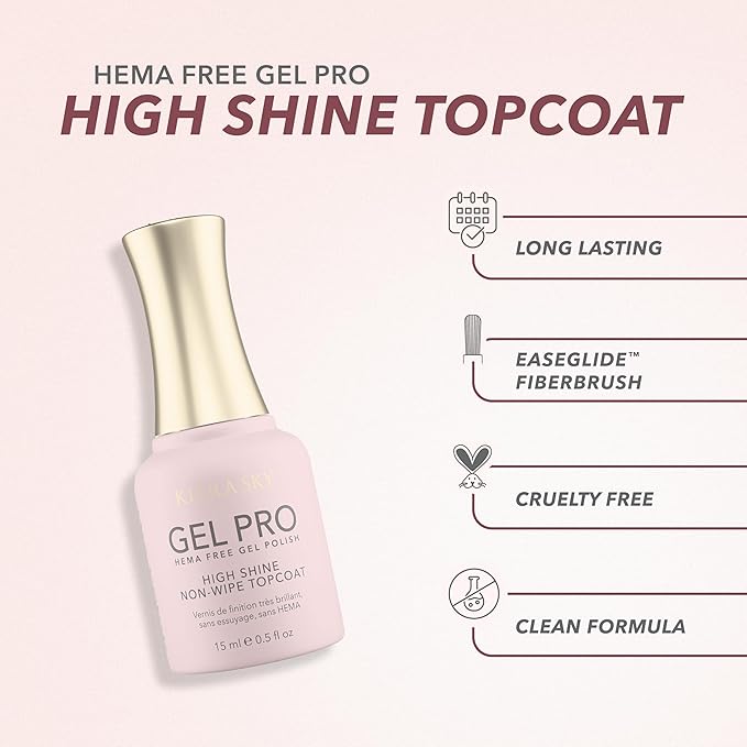 KIARA SKY Gel Pro HEMA Free High-Shine, 0.5 Fl Oz, Non Wipe Top Coat