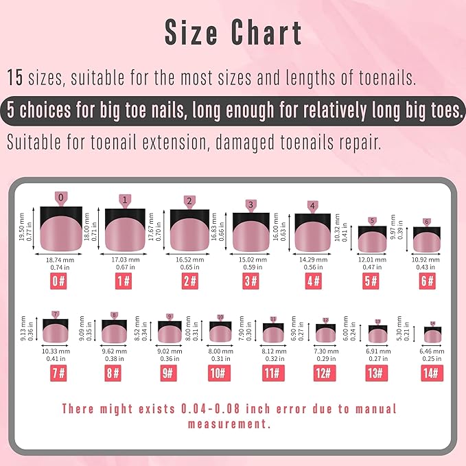 NOVO OVO Halloween Black French Tip Toe Nail Tips Press on, BERRY PINK Sharp Square Pre-Designed Soft Gel False Toenail Extension, Medium Fake Toenails, Full Cover Acrylic for DIY 15 Sizes 240 pcs