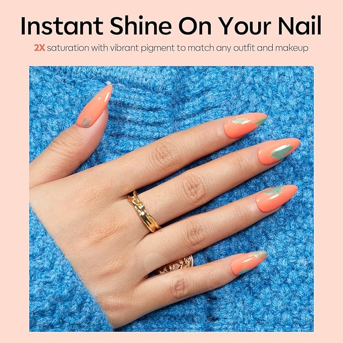 modelones Peach Gel Nail Polish, 15 ML Carly Coral Orange Color Fall Gel Polish Soak Off Led Autumn Nail Art Gel Manicure Salon DIY Gifts