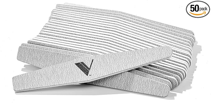 V Beauty Pure Zebra Nail File for Natural Nails 100/180 Grit - Fingernail Files for Shaping, Contouring & Finish Filing Gel & Acrylic Nail Edges - Nail Filer Shaper for Pedicure & Manicure, 50 pcs