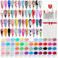 SAVILAND 48 Colors Gel Paint Kit: Solid Nail Art Painting Gel Polish Set with 15pcs Nail Art Brushes for Drawing Painting Home DIY Salon Manicure Supplies Christmas Gift for Women