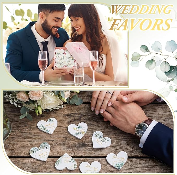50 Pcs Greenery Wedding Nail File Gifts Bulk for Guest Mini Heart Emery Board Double Sided Nails Board Bachelorette Bridesmaid Party Favor Thank You for Celebrating with Us Game Prizes Bags Stuffers