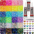 4000Pcs Rhinestones for Bedazzling, 6mm Bedazzler Kit with Flatback Rhinestones for Clothes Crafting Crafts Nails Clothing, Flat Back Resin Rainbow Colorful Colored Crystal with B 7000 Glue Clear